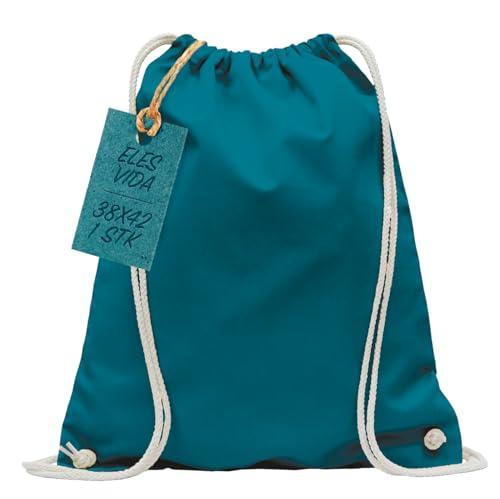 ELES VIDA Sacca in cotone da palestra, Zaino borsa in tessuto, borsa in cotone, borsa in juta Borsa in tessuto omologata OEKO-TEX® (benzina, 38 x 42 cm)