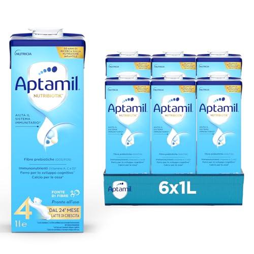 APTAMIL 4 - Latte di Crescita Liquido per Bambini dai 24 mesi, Pronto all'uso - Formato Convenienza Formato da 6 litri (6x1L)