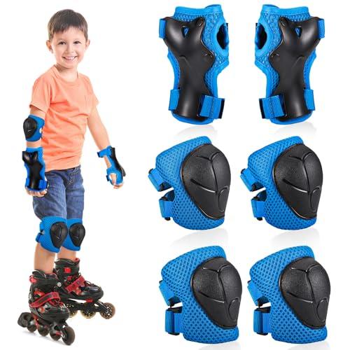 TranRantic Bambini Ginocchiere, Regolabile Ginocchiere Set, 6 in 1Protezioni Skateboard Bambini, Protezioni Pattini Ginocchiere Gomitiere, Gomitiere Protezioni Set per Pattinaggio in Bicicletta