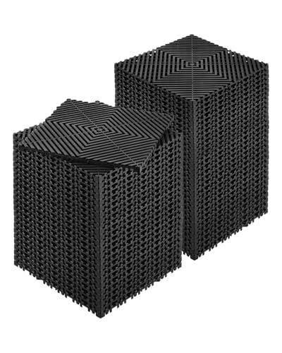 VEVOR Tappetino di Drenaggio ad Incastro, Cuscino Modulare ad Incastro con Giunzione, Piastrelle per Pavimenti Antiscivolo e Tappetino per Doccia Garage Giardino Cucina 310 x 310 mm 55 Pezzi Nero