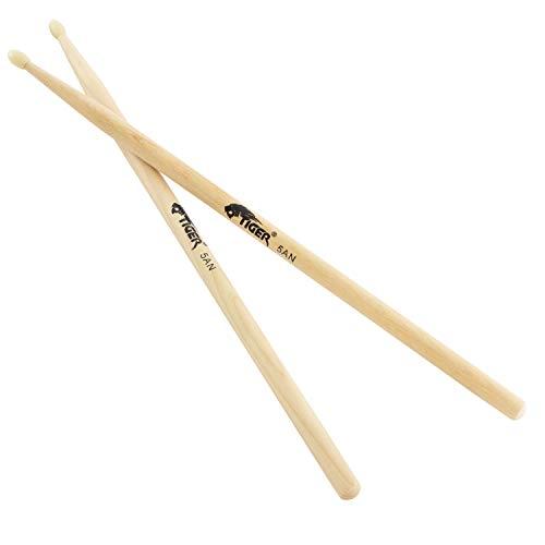 TIGER Music Tda86-5A - Bacchette per Batteria 5A, In Legno D'Acero, Con Punta Di Nylon