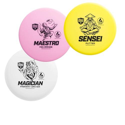 Discmania Active Soft Disc - Set di 3 Dischi da Golf, Include Putter da Golf, Media Gamma e Driver, Set di Dischi da Golf Frisbee, Set di Dischi da Golf (i Colori Possono variare)