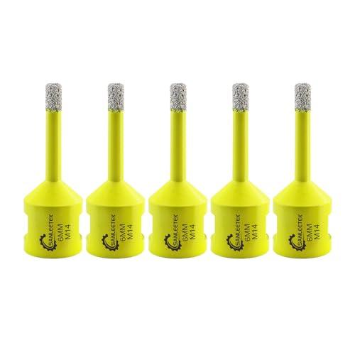 Punte per Trapano Diamantate 6mm - 5pezzi Brasatura Sotto Vuoto Fresa Diamantata per Ceramica Porcellana Marmo Granito M14 Filettatura SANLEETEK