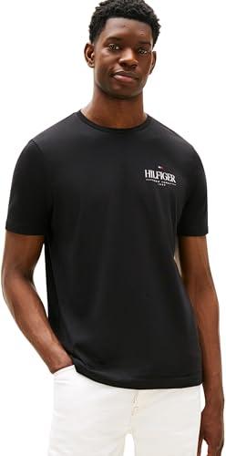 Tommy Hilfiger Uomo T-Shirt Maniche Corte Stack Tee Regular Fit, Nero (Black), M