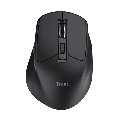Trust Niven Mouse Wireless Bluetooth + 2.4GHz, Pulsanti Silenziosi, 800-3200 DPI, 50% Plastica Riciclata, Comodo Mouse Bluetooth Ricaricabile Multi-Dispositivo per PC Mac, Nero