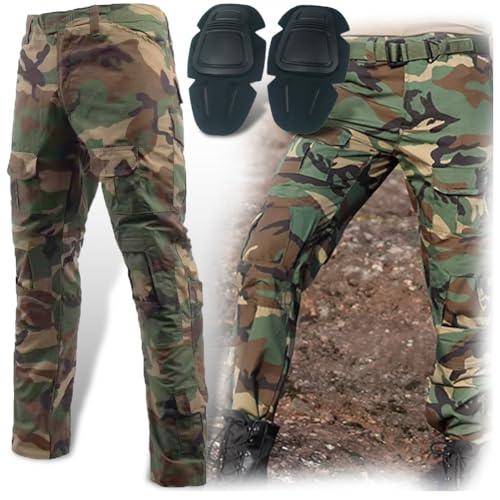 H Welt EU Esercito, pantaloni tattici militari da uomo con proteggi ginocchia per airsoft, paintball, lotta, Foresta, M