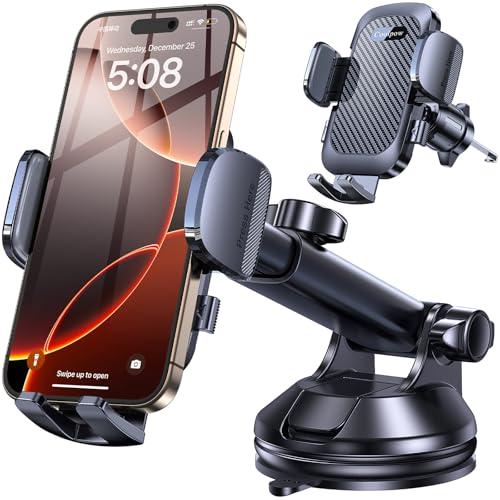Coolpow Porta Cellulare Auto,[Upgrated Ventosa Potente] Supporto Telefono Auto Universale Parabrezza/Presa D'aria/Cruscotto,Porta Telefono Auto Accessori Auto Interno con iPhone 17 16/Smartphone