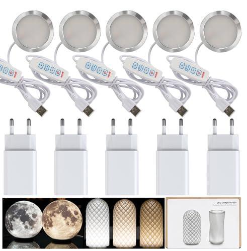 Kit di 5 lampade a LED 001 tre colori e caricabatterie USB UL 5V1A per Bambu Lab H2D/X1/P1P/A1 mini Makerworld per anycubic Makeronline Luce stampante 3D fai da te Hardware Model Pezzi di ricambio