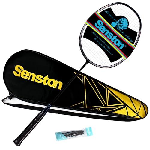 Senston Racchetta Badminton N80, Racchetta Badminton in Fibra di Carbonio, Unisex, Equilibrata in Testa, per principianti e esperti