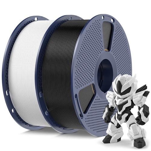 SUNLU High Speed PLA Meta Filamento, 2KG PLA 3D Filamento 1,75mm, Più Resistente Filamento, Precisione Dimensionale +/- 0.02mm, Totale 2kg, 1kg per Rocchetto, Confezione da 2, Nero+Bianco