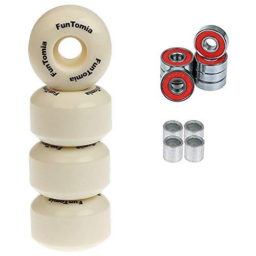 FunTomia 4 ruote con profilo scanalato, 53 mm x 34 mm, per skateboard, inclusi cuscinetti a sfera ABEC-9, durezza 100 A