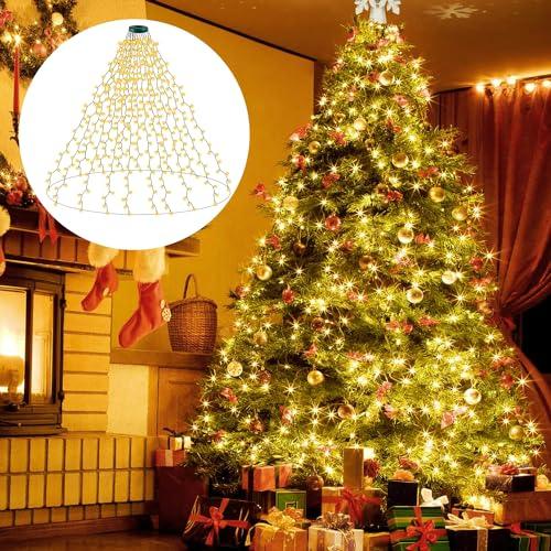 JTSIOV Luci Albero di Natale 400 LED, Natalizia Esterna 2m x 16 fili con Ghirlanda Luminosa Circolare, 8 Modalità Memoria, Luci Natale Impermeabili per Alberi di Natale 150-240cm, Interno ed Esterno