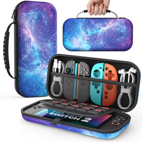 MoKo Custodia per Nintendo Switch 2 2025, Custodia da Viaggio Rigida Protettiva Portatile per Switch 2 Console Accessori, custodia sottile Cover con 10 Slot per Cartucce e Tasche, Cielo Stellato