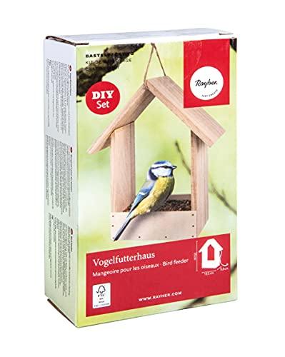 Rayher kit casetta nido mangiatoia per uccelli in legno naturale, certificato FSC, 19,5x9,8x25cm, da colorare e personalizzare, 70052505