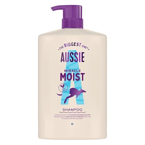 Aussie Miracle Moist Shampoo Idratante 1000ml, Formula Idratante per Rivitalizzare e Riparare Capelli Fragili e Secchi, Con Olio di Noci di Macadamia Australiane, Cruelty-Free