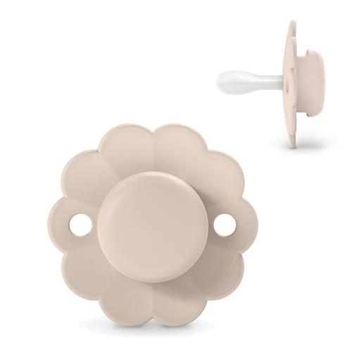 Suavinex, Ciuccio Bimbi 0/6 Mesi, Ciuccio Rotondo con Tettarella in Silicone SX Pro, tettarella Simmetrica, Piatta e Flessibile, Rispetta lo Sviluppo del palato, Adatto ai Neonati, Wonder, Cipria