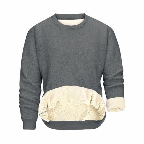 Svanco Felpa in Pile Invernale Uomo Felpa Termica Senza Cappuccio Maglia Collo Rotondo Pesante Pullover Caldo da Lavoro Casual