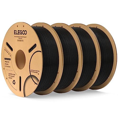ELEGOO Filamento PLA 1.75mm Nero 4KG, Filamento per Stampante 3D, Precisione Dimensionale +/- 0.02mm, Filamento per La Maggior Parte delle Stampanti 3D