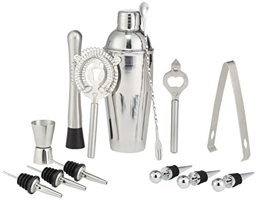 Amazon Basics Stainless Steel Bar Tools Set - 24oz Shaker, Jigger