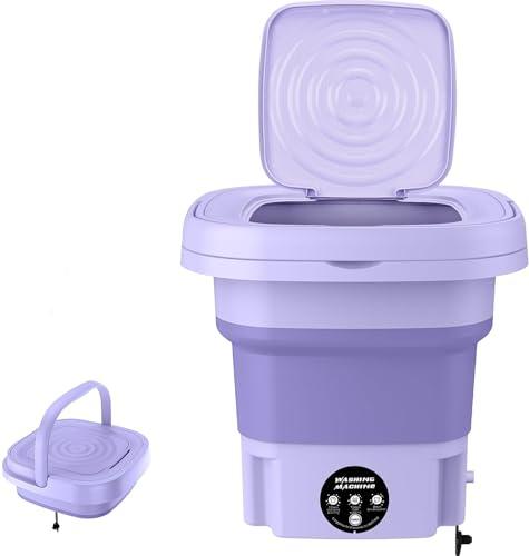3 Modalità Piccola Lavatrice Efficiente, Adatto per il campeggio, i viaggi, i viaggi d'affari, pieghevole, timer a tre velocità, risparmio energetico e protezione ambientale, colore viola
