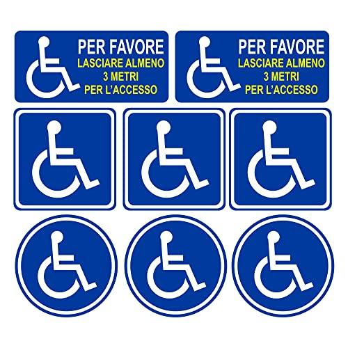 GamesMonkey® - Adesivi Disabili Invalidi Kit - 8 Pezzi - 10x10 cm e 15x7 cm - Per Uso Esterno e Interno - Auto Van Truck Camion Camper (Kit 8 pezzi)