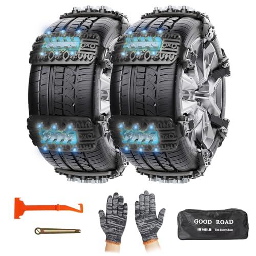 GOHHME Catene da Neve Antiscivolo 6 PCS con Un Raschietto per Ghiaccio per Tutti i Veicoli Materiale ad Alta Prestazione Inserti Metallici Installazione Facile e Veloce 165mm-275mm