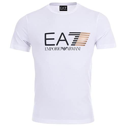Emporio Armani T-Shirt EA7 Uomo Maglietta 3ZPT62 PJ03Z, Manica Corta, Girocollo (Bianco, L)