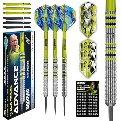 WINMAU – Michael Van Gerwen MvG Advance – 23g, 80% tungsteno, Freccette Professionali con voli e steli (steli)