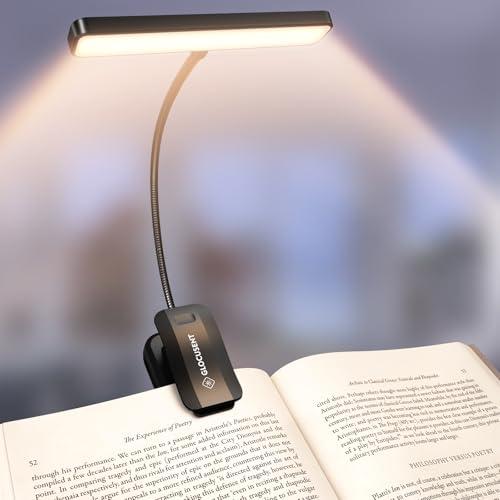 Glocusent 26 LEDs Luce per Lettura Libri a Letto, Lampada Luce da Lettura per Libro USB-C Ricaricabile con 5 Colore e 5 Luminosità, 360° Regolabile Lampada Libro per Notturna (Nero)