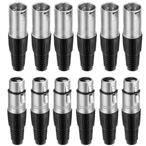 RUNCCI-YUN 12pezzi Connettore a saldare XLR 3 pin maschio/femmina spina cavo microfono,presa audio microfono,Connettori XLR stereo