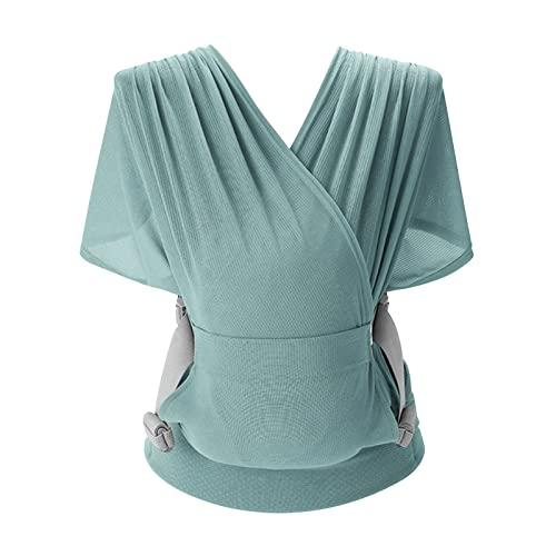SONARIN Traspirante Fascia Porta Bebè,Portabebè Ergonomica Elastica Porta Bambino Portantina Bebè Marsupio Portabebè Neonati Leggera Portatile per Neonati Bambini fino a 15 kg(Verde)