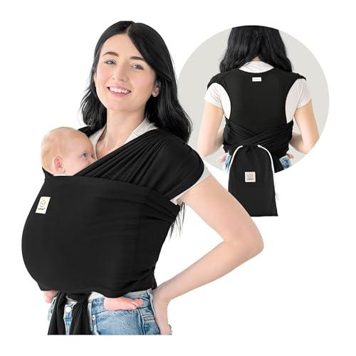 KeaBabies Fascia Porta Bebè D-Lite - Facile Da Trasportare, Fascia Porta Bebè Regolabile, Fascia Porta Bebè Da Neonato A Bambino, Porta Bebè Ad Anello, Fascia Portabebè Ad Anello (Trendy Black)