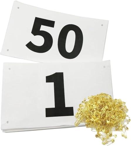 Kayiete Pettorina da corsa con numeri grandi, con spille di sicurezza, per eventi maratoneti, antistrappo in Tyvek, impermeabili, da 1 a 50