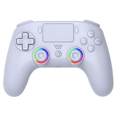 SUBSONIC - Controller wireless per PS4 / Playstation 4 - Controller Bluetooth con LED, vibrazione e jack per cuffie – Bianco [playstation_4]