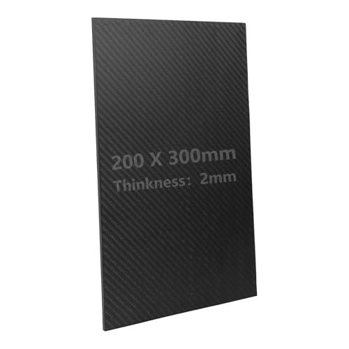 SUPAWAY 1 Pezzo Piastra in Fibra di Carbonio 200x300x2mm Lastra GFK in fibra di carbonio 3K opaca, Resistente e Rigida, ad alta resistenza per modellini, auto RC, parti lavorate a CNC, lavori manuali