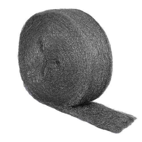 MOGRQAP Lana d'Acciaio 0000 Contro i Topi, 20m x 7cm Pulizia Paglietta Abrasiv Lana di Ferro Fine per Fori, Fessure del Muro, Rimuovere Ruggine, Lucidare il Metallo, Pulire il Vetro, Legno e Metallo