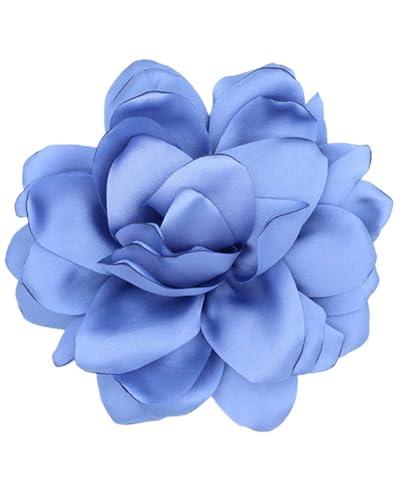 LOZTBUE 1 pezzo spilla fiore rosa, spilla mussola grande, fermaglio per capelli, classico, elegante, fatto a mano, fiore, adatto per matrimonio, festa, danza (blu)