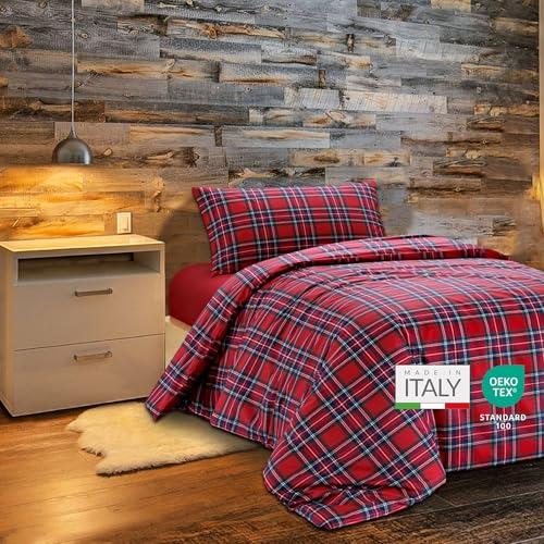 Dorian Home - Set Copripiumino Singolo Cotone 100% Puro, Morbido e Certificato con 1 Sacco Copri Piumino 155x210 + 1 Federa Cuscino Letto 50x80 con Patella di 18 cm, Parure Copripiumino 4 Stagioni