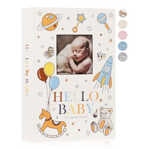 Lanpn Album Fotografico Bambino 10x15 300 Tasche, Lino Album Foto Nascita Regalo Battesimo Bimbo, Album Portafoto Neonato con area di scrittura memo, Album Battesimo Bimba Ragazza Bambino Colorato