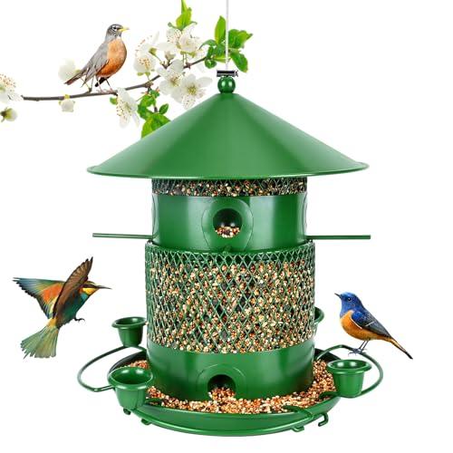 Glovios Mangiatoia per Uccelli da Appendere, 2.5L Metallo Casetta Uccellini da Esterno Impermeabile Mangime per Uccelli Selvatici, Passeri e Uccelli da Giardino