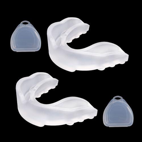 RYHHH 2 PCS Basic Paradenti,Paradenti Sportivo Adulti e Bambini, Paradenti Professionali Slim Fit,Per Tutti Gli Sport, Tra Cui Rugby, Mma, Hockey, Judo Arti Marziali e Boxe (Trasparente)