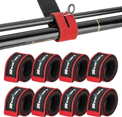 Realure 8 Pezzi Cinghie per Canna Da Pesca Cintura per Canne da Pesca Elastica Regolabile Cinghia per Fissare Le Canna Da Spinning Canne Da Feeder Canne Pesca Fodero Canna Da Pesca (Rosso)
