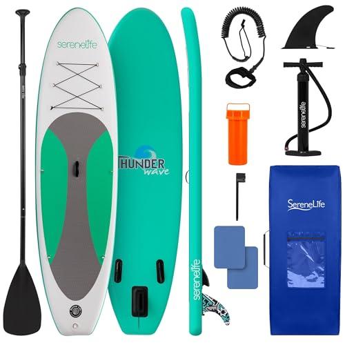 SereneLife Stand up Paddle Board Gonfiabile - Pagaia SUP Antiscivolo, Pompa, Cordino di Sicurezza e Accessori - Divertente Tavola SUP Gonfiabile per Adulti e Giovani con Ampio Design Stabile