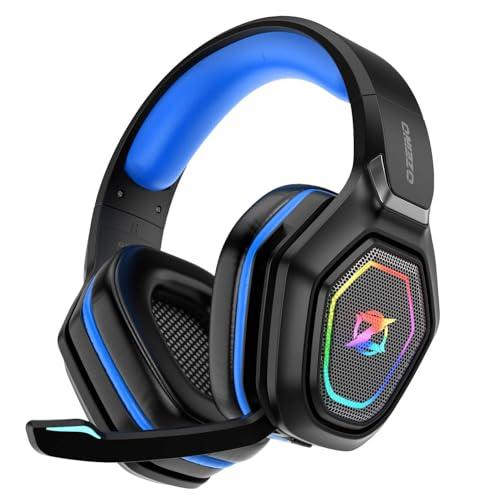 Cuffie Gaming Wireless per PC/Ps5/Ps4, 2,4GHz Wireless+5.3 Bluetooth, Cuffie con Microfono 7.1 Qualità Audio Senza Perdita di Bassa Latenza, Durata di Oltre 30+ Ore, nero e verde