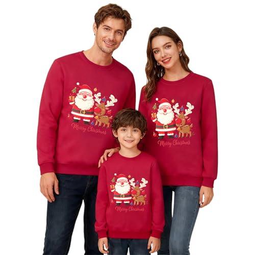 LDZYXY 2025 Felpe Natale Famiglia Set, Maglione Natalizio Famiglia Funky Christmas Print Babbo Natalizi Felpe Famiglia Girocollo Pullover Sweatshirt Natalizio (Donna, A6-Rosso, XL)