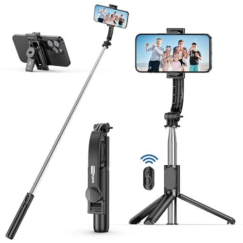 SelfieShow Bastone Selfie per Iphone, 106cm Estensibile Selfie Stick Monopiede 4 in 1 Asta Bastone Selfie Treppiede con Telecomando Wireless Rimovibile per iPhone Samsung Huawei Smartphone