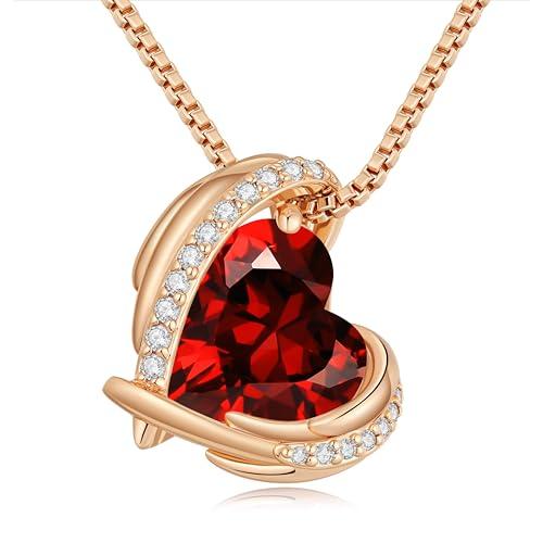 CDE Collana Donna Collana Cuore in Oro Rosa Gioielli Donna, Festa Della Mamma Lei Moglie Fidanzata Regalo Donna Compleanno Anniversario, Collana da Donna Regali di Natale Gioielli (Oro rosa-01-Jan)