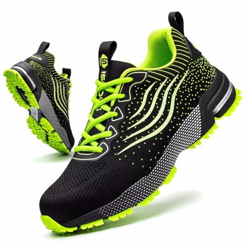Scarpe Antinfortunistiche Uomo Scarpe da Lavoro Donna Leggere con Punta in Acciaio Traspiranti Scarpe Sicurezza Comode Antiscivolo Sneaker Industriali Verde 44