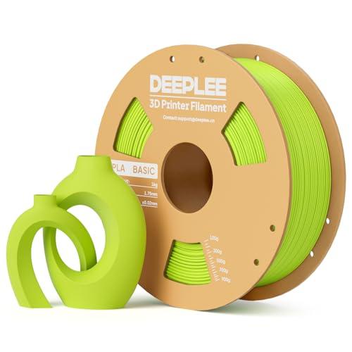 DEEPLEE PLA Basic 1,75mm Filamento,precisione ±0.02mm.Avvolto perfettamente e anti-ostruzione.Compatibile con la maggior parte delle stampanti FDM,verde,1kg.