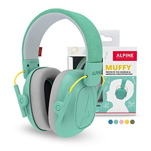 Alpine Muffy Kids - Cuffie protezione per bambini dai 5 ai 16 anni - Cuffia antirumore di prima qualità studiata - Protezione orecchie bambini fascia regolabile - Menta